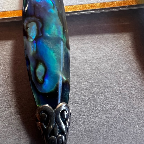 Sterling Silver Annika Witt Balinese Blue Mother of pearl .925 Drop Earrings - Picture 5 of 5